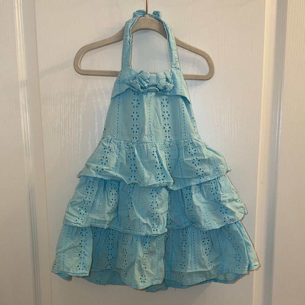 Janie and Jack Light Blue Eyelet Tiered Dress